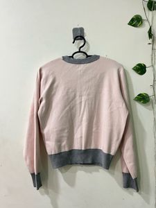 Chic Pink &amp; Grey Button-Up Cardigan