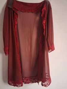 Sheer Lace Trim Robe