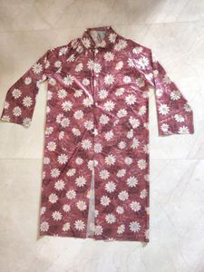 Daisy Print Long Raincoat Coat for Women