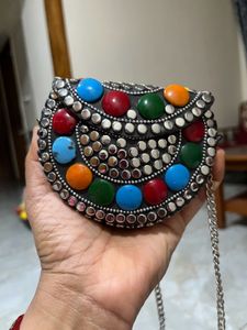 Navratri special silver Clutch Bag