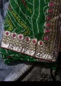 Vibrant Green Bandhani Saree