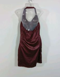 Burgundy Plain Casual Western Dress (Women)