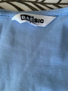 Light Blue Tie Front Top