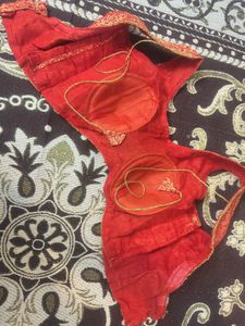 Elegant Red Brocade Blouse