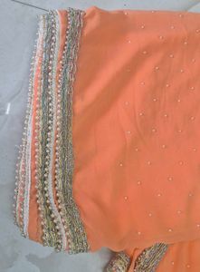 Beautiful Orange Embroidered Saree