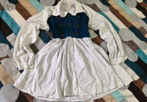 Denim Bodice White Dress