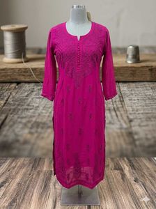 Vibrant Pink Embroidered Kurti