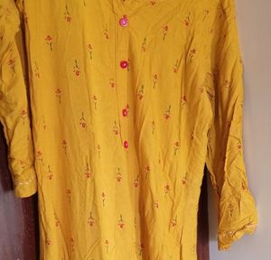 Yellow Cotton Kurthi For Resale