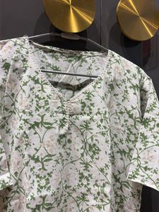 White-Green Glitter Floral Kurta