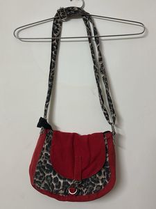 Red & Animal Print Crossbody Bag