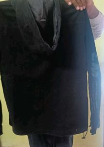 Black Suede Hooded Jacket