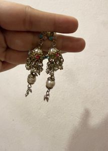 Pearl antique gold with multi color stone set