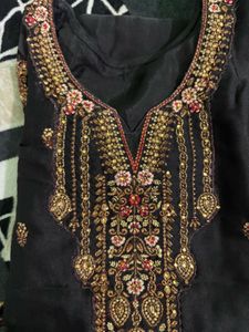 Elegant Embroidered Black Kurta