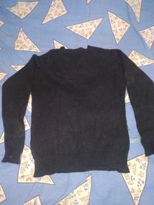 Cozy Embroidered Black Sweater