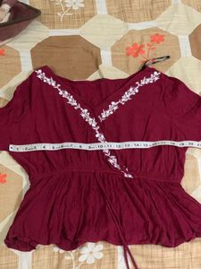 maroon embroidered  Top