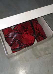 Red Snake Print Boots