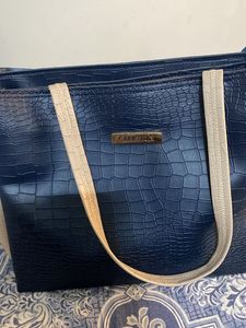 Stylish Navy Croc Tote Bag