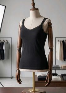 Black Lace Trim Cami Tank Top