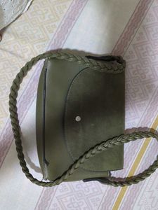 Olive Green Braided Crossbody Bag