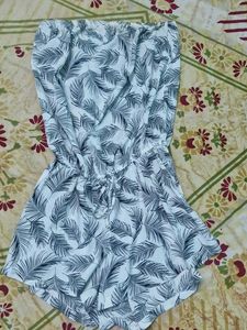 Strapless Feather Print Romper