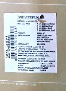 Home Centre Victor 20 Pieces Dining Set