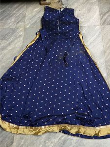 Elegant Gold &amp; Navy Ethnic Gown