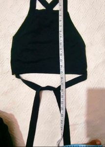 Black Crisscross Tie-Up Crop Top