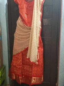 BrandNew Red&amp;GoldLehengaWithStitchedBlouse+Dupatta