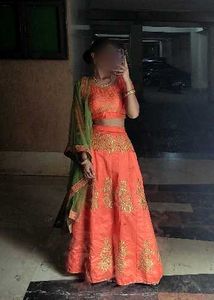Beautiful Orange &amp; Green Lehenga Choli