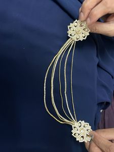 Exquisite Rhinestone &amp; Pearl Hair Chain/Maangtikka
