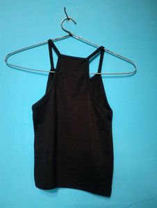 Sleeveless Black Ribbed Tank Top💟