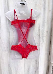 3168. Red Lace Teddy Bodysuit