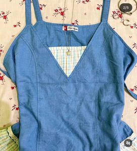 Cute Denim Plaid Top