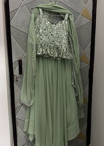 Sparkling short Kurta wd flare plaza n duptta