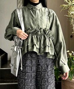 Elegant Sage Green Ruffled Shirt Top