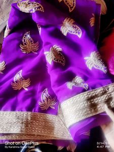 Elegant Purple Embroidered Saree