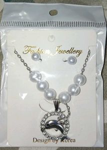 Pearl Dolphin Necklace &amp; Earring Set