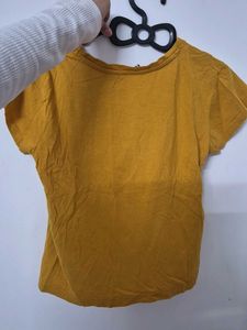 Mustard Yellow Graphic Tie-Knot Tee