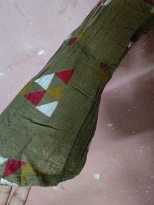Olive Green Print Midi Dress