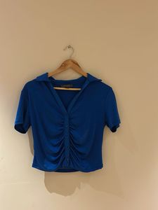 Primark Blue Ruched Front Top