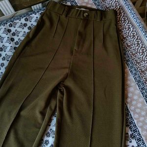 Olive Green Wide Leg Trousers