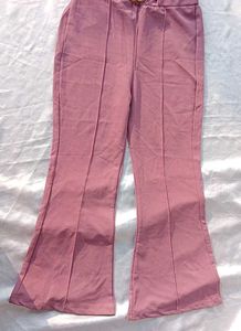 Dusty Rose Flare Pants with Gold Chain Detail