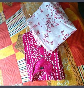 "🌟 Jaipur Bhandhani Kurta Set! Cotton Kurta + Rayon Pants 🌺 Printed Pattern, 3/4 Sleeves. Sizes XS-XL. Made in India 🇮🇳"