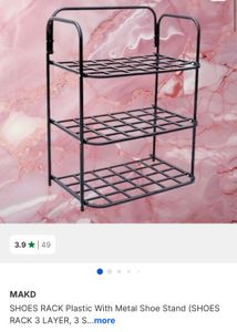 3-Tier Black Metal Shoe Rack