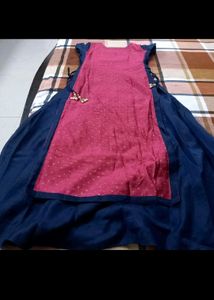 Pink &amp; Navy Blue Anarkali Dress Party Wear