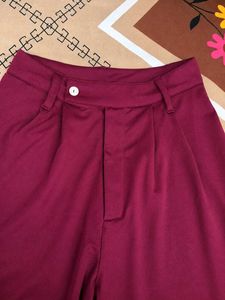SHEIN Burgundy Wide Leg Trousers | Size 28 |