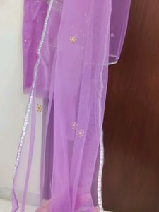 Party Wear Purple Net Suit