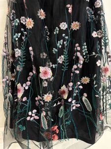 Black Embroidered Tulle Skirt