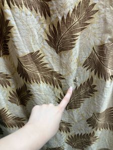 2 Pair Brown &amp; Beige Leaf Print Door Curtains