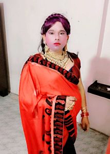 Vibrant Red &amp; Black Saree with blouse